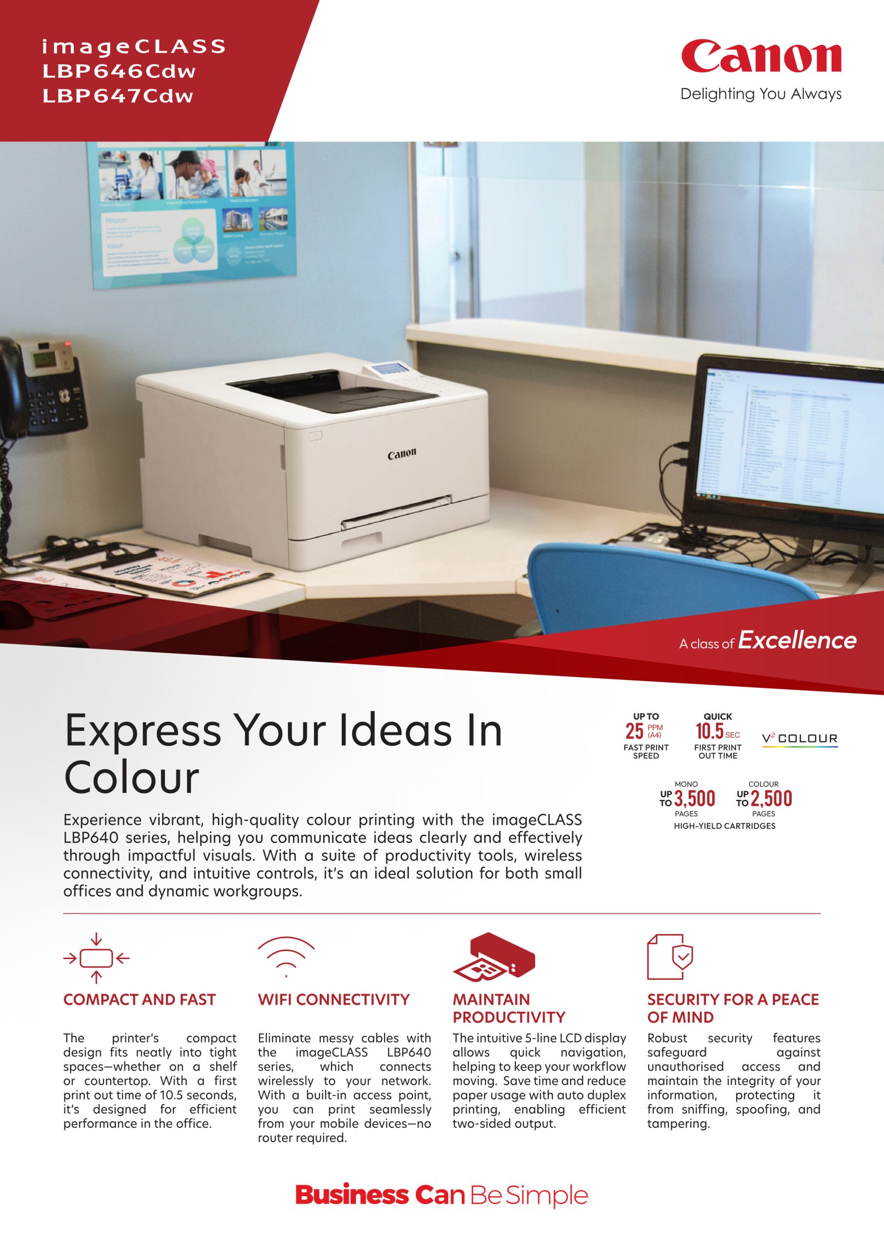 Canon imageCLASS LBP646Cdw LBP647Cdw datasheet features
