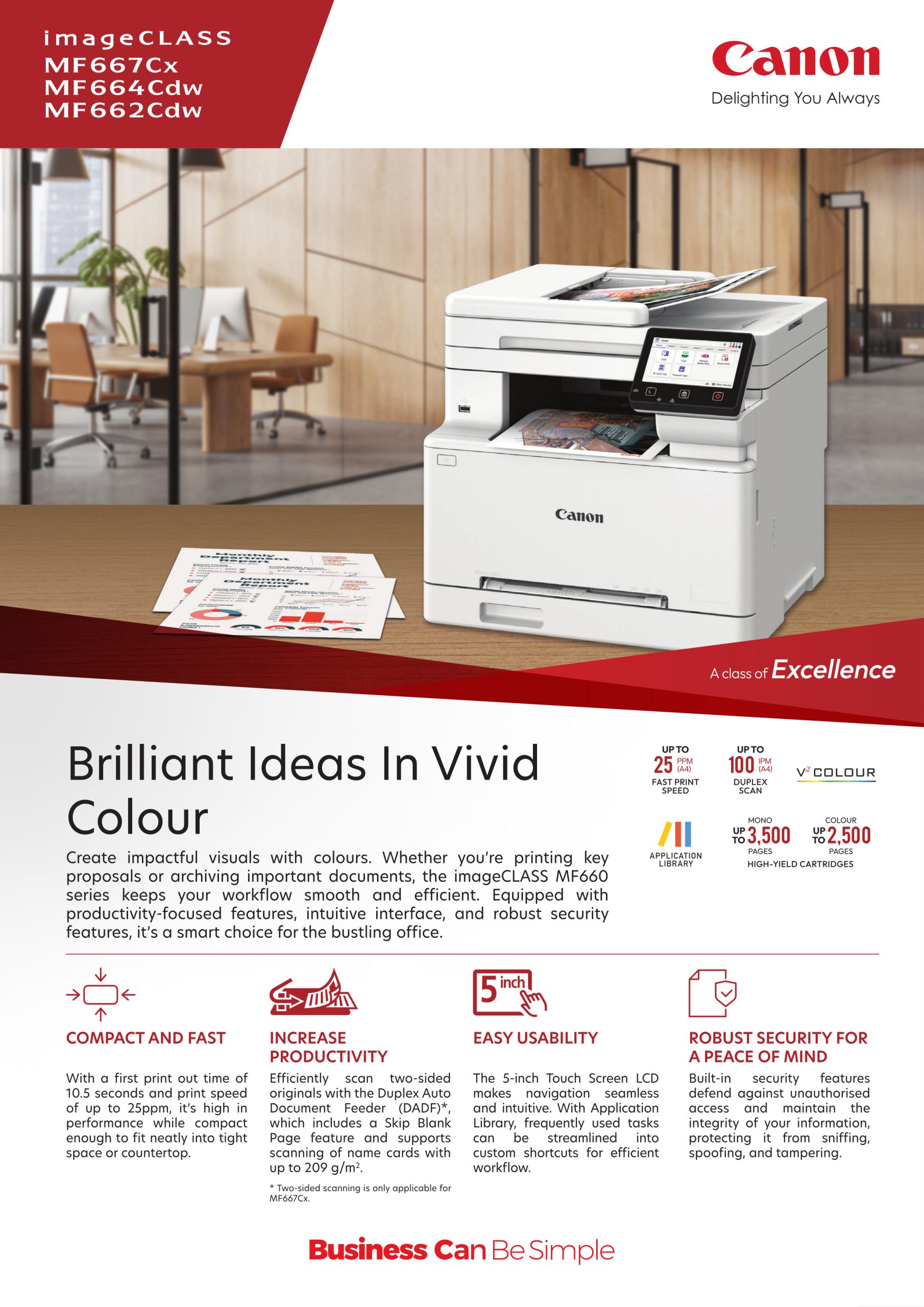 Canon imageCLASS MF662Cdw datasheet features