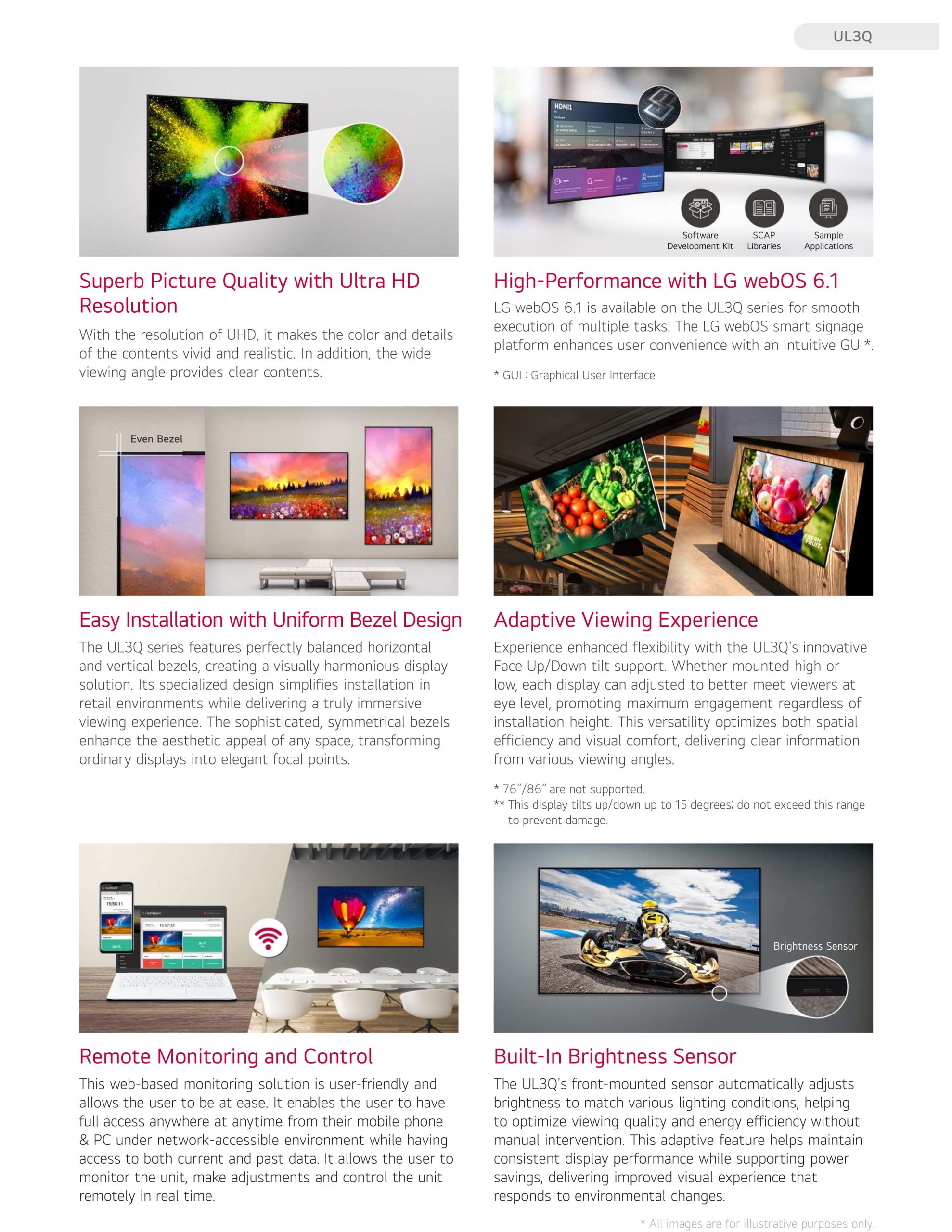 LG 75" 4K UHD Signage features
