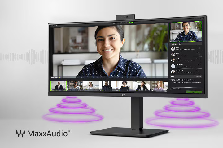 LG 34BA85QE-B built-in webcam and speakers