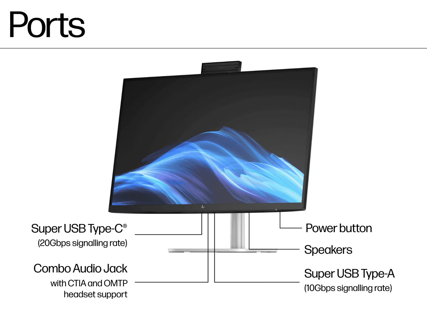 HP EliteStudio 8 All-in-One G1i 23.8 inch Desktop AI PC front ports