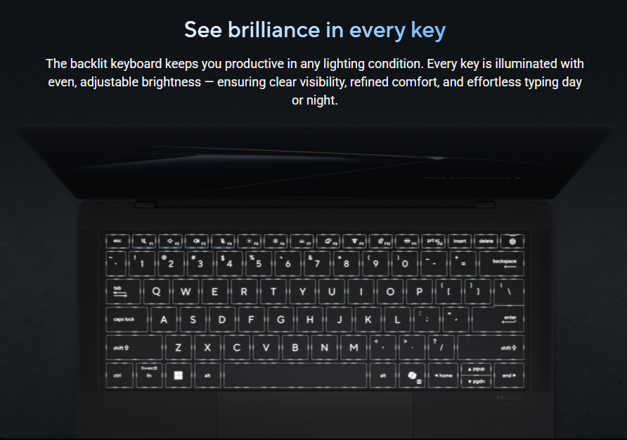 ASUS ExpertBook Ultra backlit keyboard