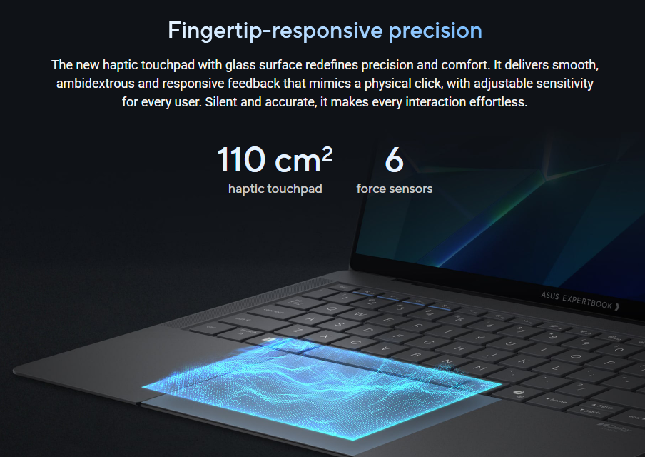 ASUS ExpertBook Ultra haptic touchpad