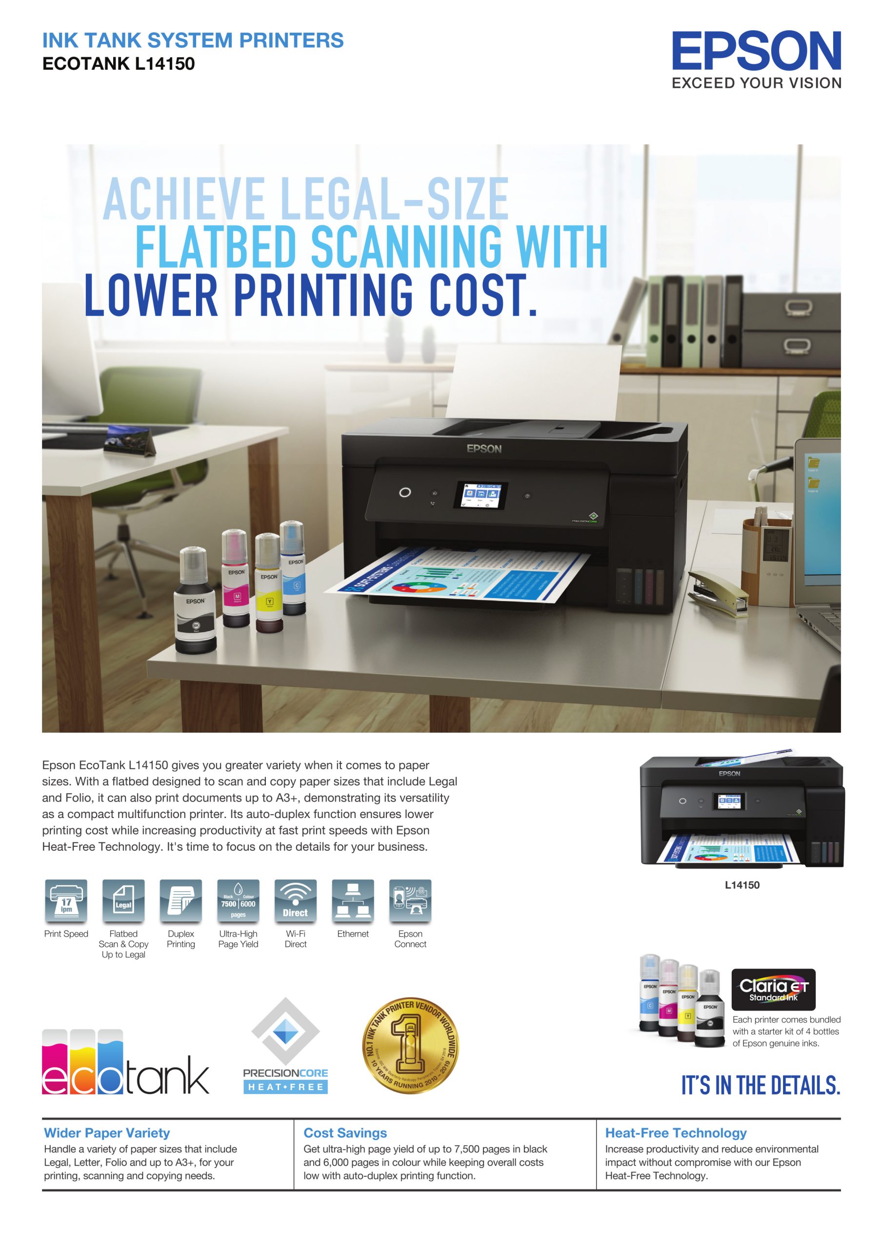 Epson EcoTank L14150 A3+ Wi-Fi Duplex Wide-Format All-in-One Ink Tank Printer
